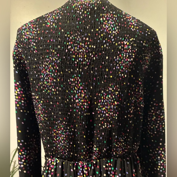 KATE SPADE CONFETTI PRINT SMOCKED SHIRT DRESS Zip Front Size 10 - Picture 9 of 16